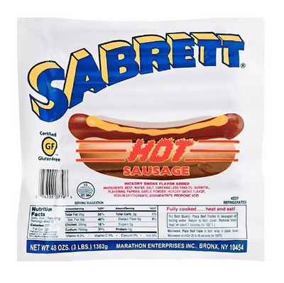 Sabrett All-Beef Hot Sausage, 3 lbs.