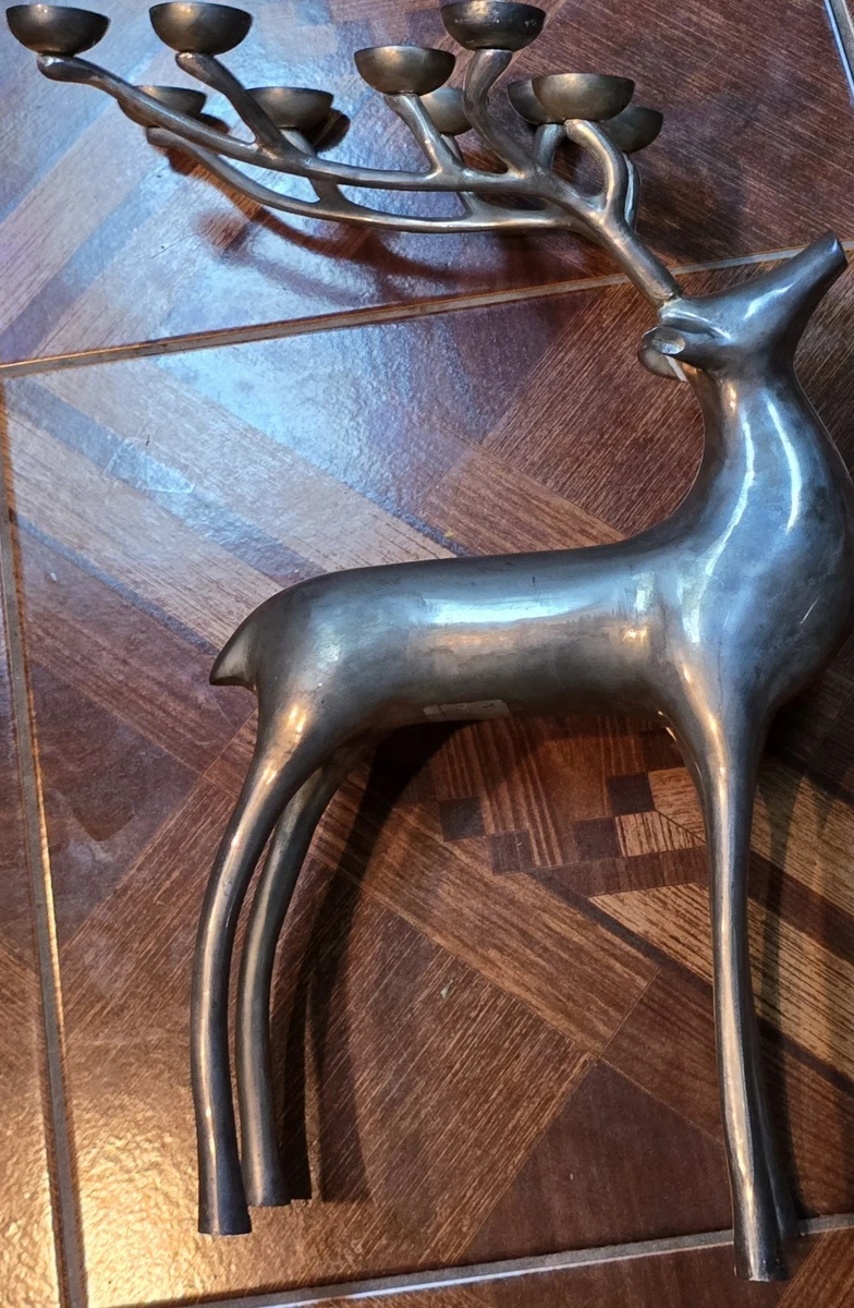 Paire De Bougeoirs En Métal Argenté Renne – Pour 12 Bougies, Déco Moderne