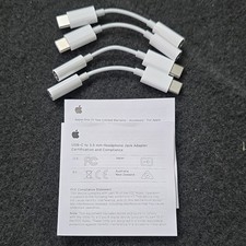 Apple USB-C to 3.5mm Adapter, Short White, Lot of 4, 1 Port, OEM