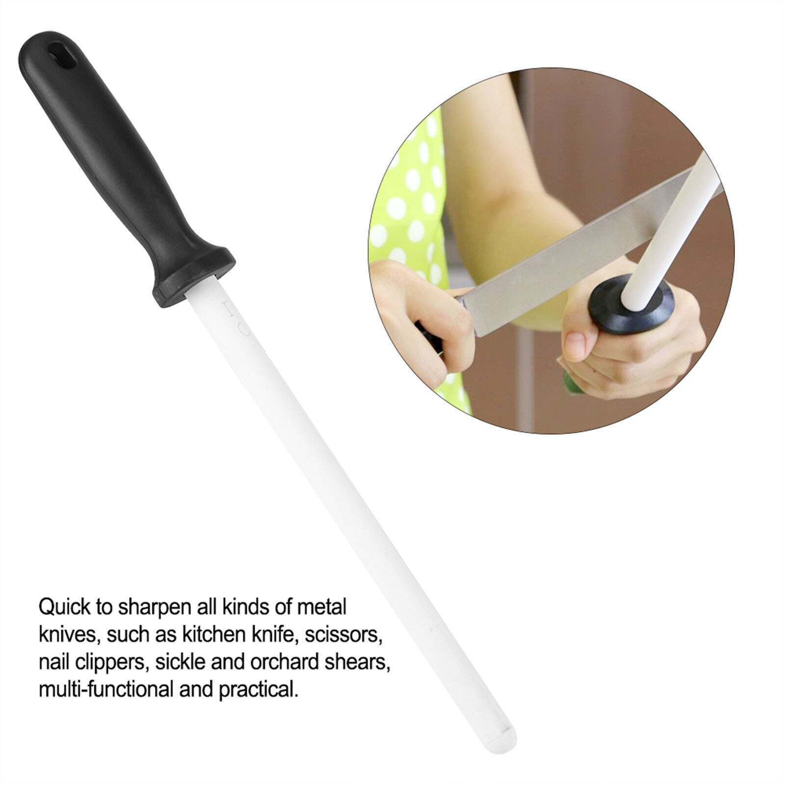 8-Inch Ceramic Knife Sharpener Rod for Kitchen Blades  