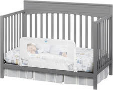 Universal Swing down Crib Rail Guard, Convertible Crib Bed Rail for Toddlers, wi