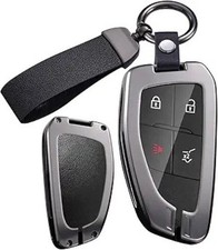 Key Fob Cover Fit for Car Key Case, Metal and Leather Key Shell with Clear TPU F