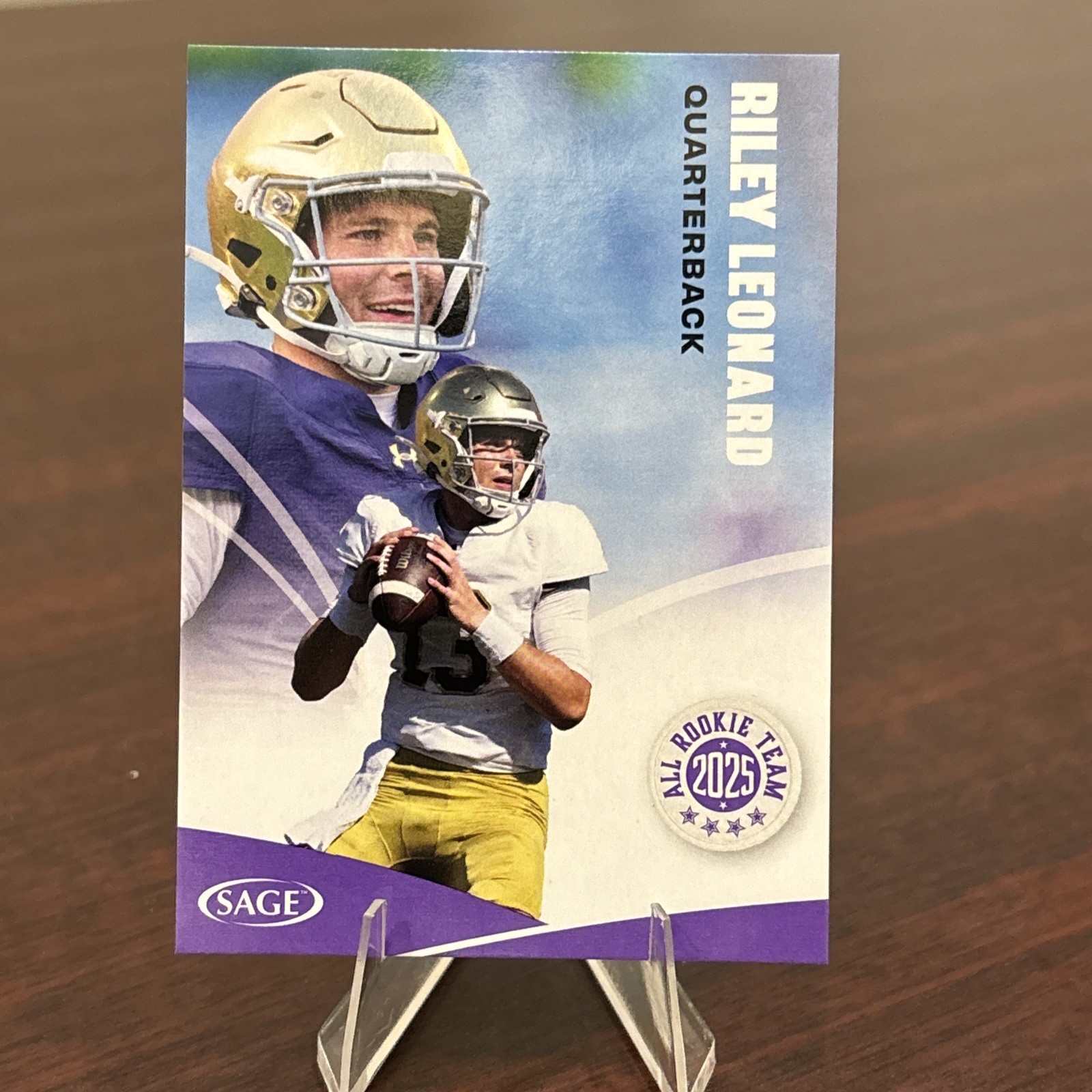 2025 Sage Football High Series Riley Leonard All Rookie Team #156 Colts Purple Parallel