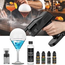 Cocktail Bubble Smoke Gun Electric Handheld with 1.4 Inch Screen One Key
