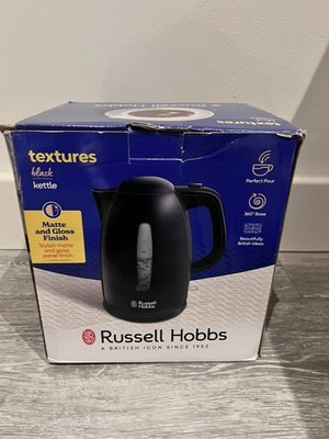 Russell Hobbs Textures Schwarz Kabelloser Wasserkocher, 1,7 l, Schnellkochen REF R660