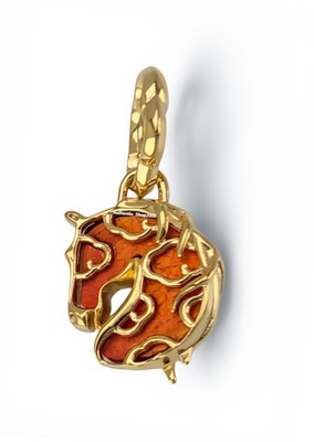 New 100% Authentic PANDORA 14k Gold Red Fire Horse Murano Glass
