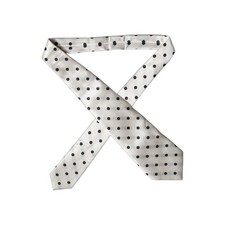 DOLCE & GABBANA Tie White Black Polka Dot Silk Adjustable Women Necktie 320usd