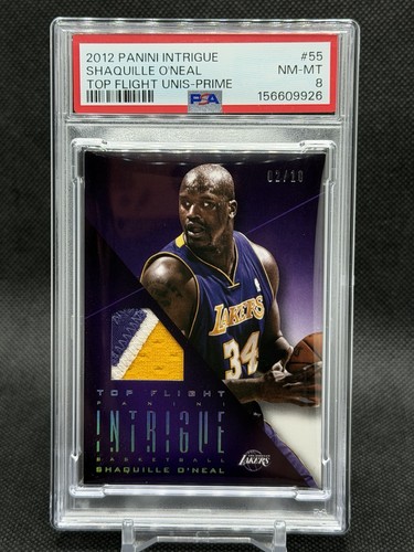 2012 Panini Intrigue Shaquille O’Neal #55 Top Flight Patch Prime /10 PSA 8 Laker