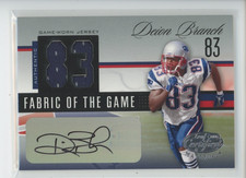 DEION BRANCH AUTO PATCH /83 2006 LEAF CERTIFIED FABRIC OF THE GAME JERSEY # 1/1
