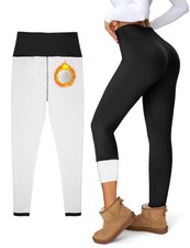 Women's Fleece Lined Leggings Weather Thick Thermal Warm Medium, 01 Black