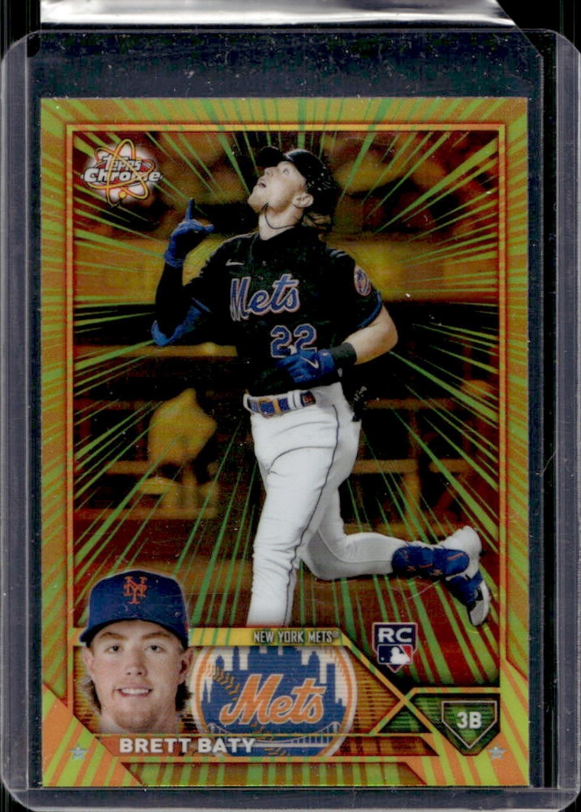 2023 Topps Chrome Brett Baty Radiating Rookies RC SP Rookie #RR-9 Mets