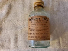 Vintage Mellin's Food For Infants & Invalids Label Complete w Cork Lid Large Siz