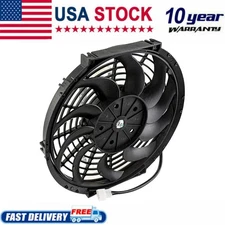 12" 12V 1400CFM Reversible Electric Cooling Fan 80W Curved Blade Universal