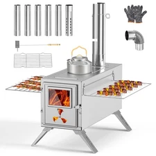 SLSY Wood Stove Wood Burning Stove Portable Tent Stove with Chimney Pipes Gloves