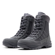 Men Military Tactical Boots Side Zip Lace Up Combat Work Outdoor Hiking Boots