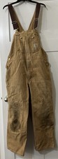 Carhartt Bibs R01 BRN USA Double Knee Bib Workwear VTG Overalls Brown Used
