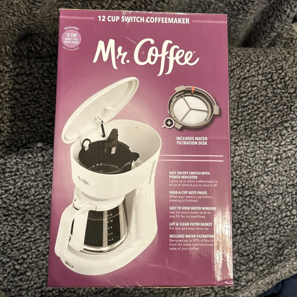 Mr. Coffee Easy On/Off 12 Cup Coffee Maker: White: New In Sealed Box - Image 3 of 4