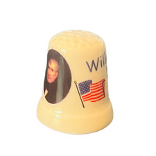 William H Harrsion 9th US President Figurine Thimble Franklin Mint Danbury flag