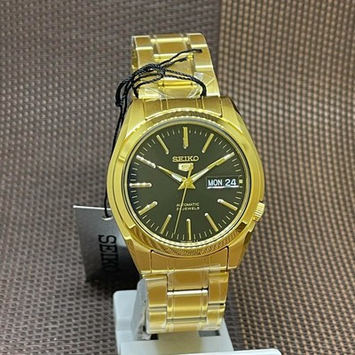 Seiko 5 SNKL50K1 Black Analog Gold Stainless Steel 21 Jewels Automatic Men  Watch | eBay