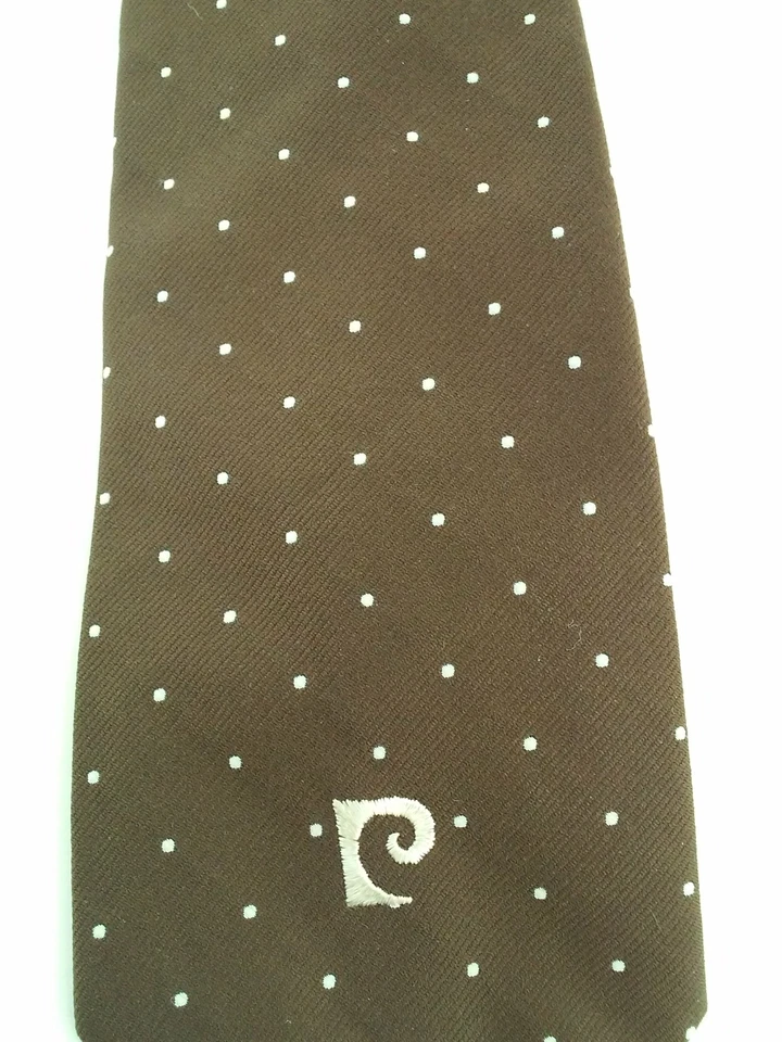 Corbata Pierre Cardin Clásica Marrón con Lunares Blancos 100% Poliéster Desconocida Foto 3 de 4