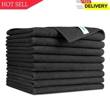 AIDEA Black Microfiber Cleaning Cloths-8PK, Soft Absorbent Microfiber Towels...