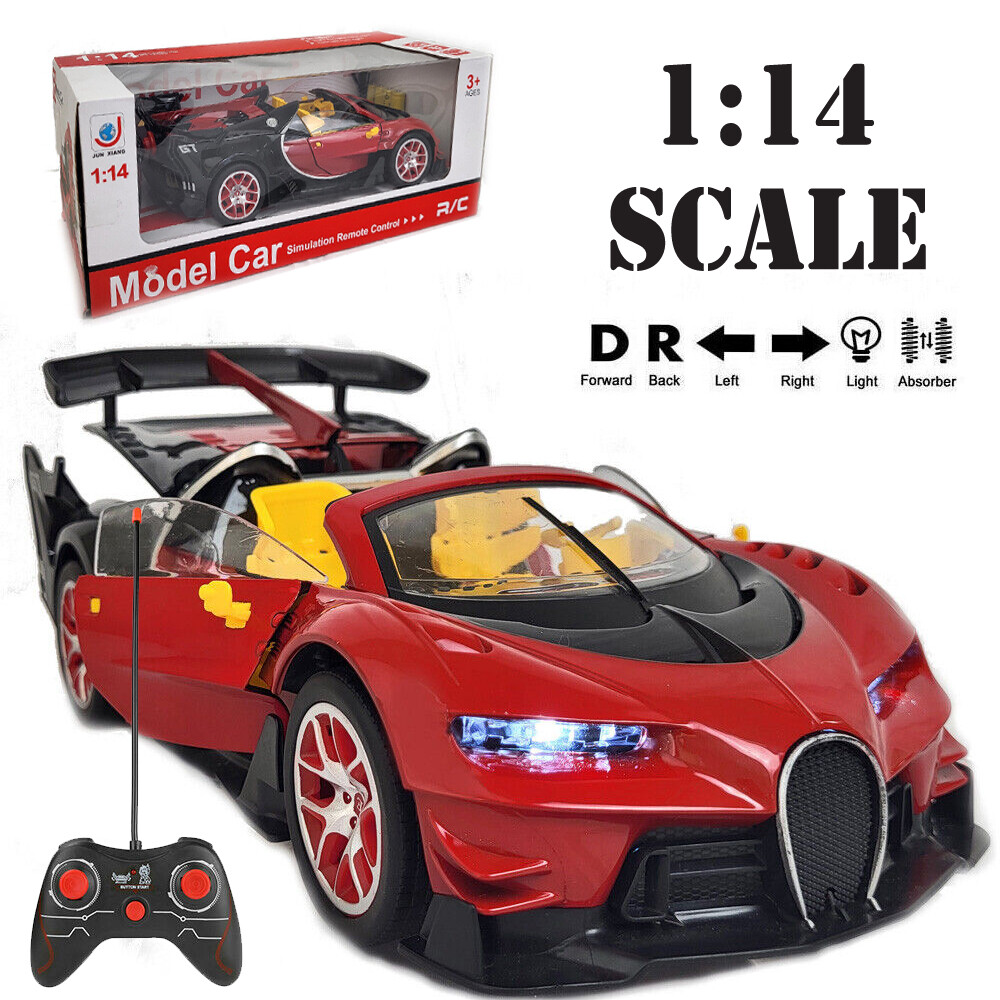 1:14 Scale Red Remote Control Racing Car with Lights, Perfect Kids Birthday Gift  