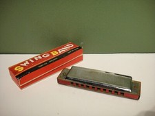 Vintage Swing Band Harmonica Box -Made in Japan Silver Tone - Untested