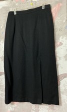 Vintage SAG HARBOR Black 100 Pure Wool Lined Long Length Pencil Skirt Size 16