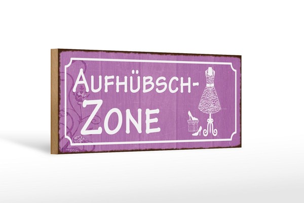 Holzschild Hinweis 27X10 Cm AufhüBschzone Holz Deko Schild Wooden Sign-image