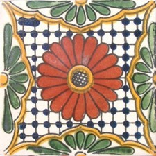 C 023 MEXICAN TILES CERAMIC HAND MADE SPANISH INFLUENCE TALAVERA MOSAIC ART