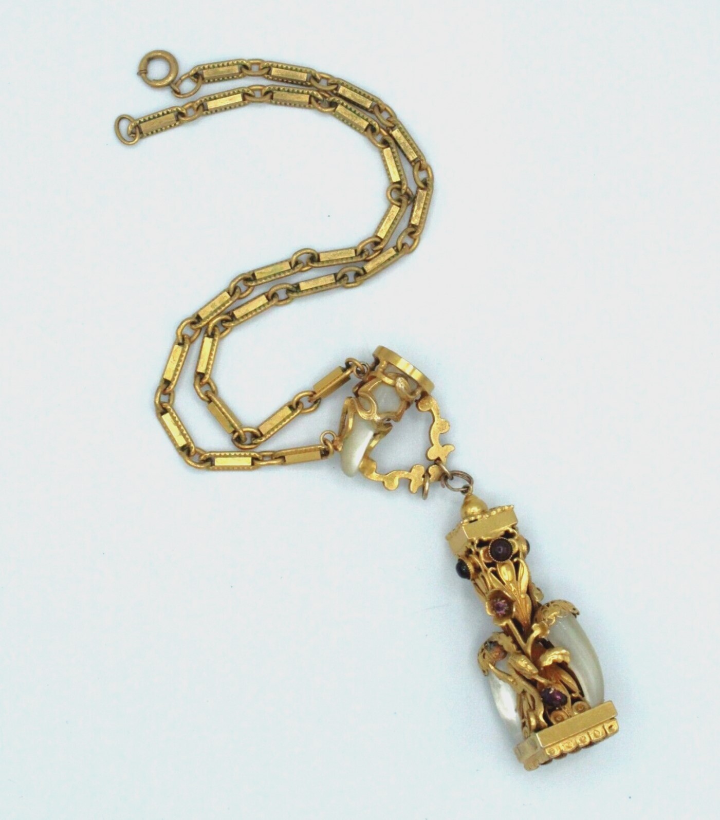 Kenneth Jay Lane Etruscan Revival Tusk & Dragon Gold Filled Fob Necklace