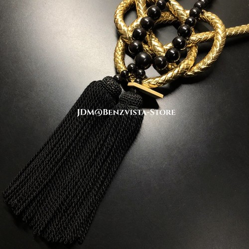JDM Junction Produce Leathe Kintsuna Blackwood Ebony Luxury JP White Kiku Knot - Picture 10 of 11