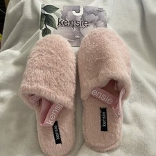 Womens Kensie Slingback Plush Clog Memory Foam Pink Slippers Size 9 New