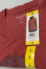 Lucky Women's Scoop Neck Graphic T-Shirt, Dusty Cedar, Size S small shirt ladies