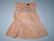 Baby Gap Girls Dress w/Diaper Cover Flutter Sleeve Peach/White Size 12-18M NWT