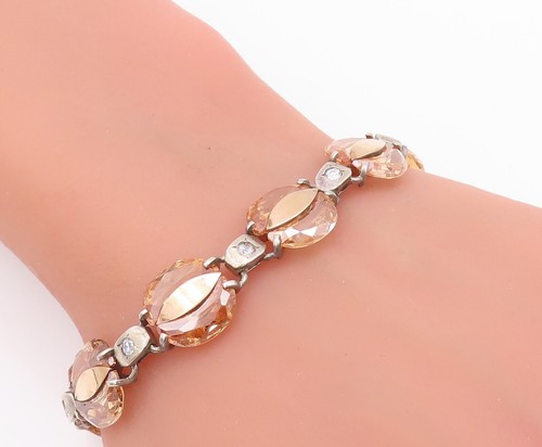 925 Sterling Silver Vintage Bracelet EAST EUROPE Designer Morganite BT11054 - Picture 3 of 7