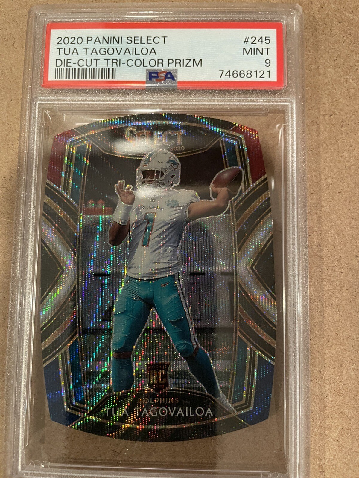 2020 Panini Select Tua Tagovailoa Die-Cut Tri Color Prizm #245 PSA MINT 9