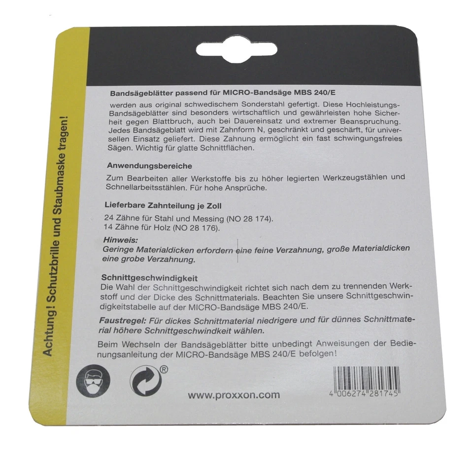 PROXXON 28174 Bandsägeblatt fein Sägeband für Bandsäge MBS240/E 27172 - NEU - Bild 2 von 3