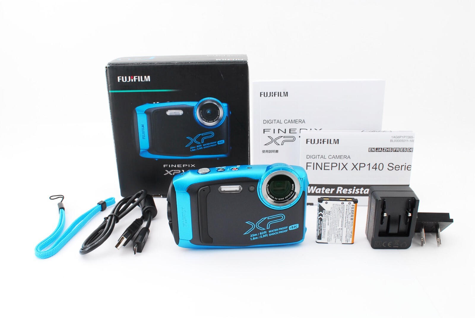 open box] FUJIFILM FinePix XP140 Digital Camera Sky Blue Body From