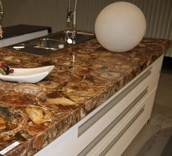 Petrified Stone Dining Counter Slab, Kitchen Vanity Counter top Slab Decor - Image 2 of 4