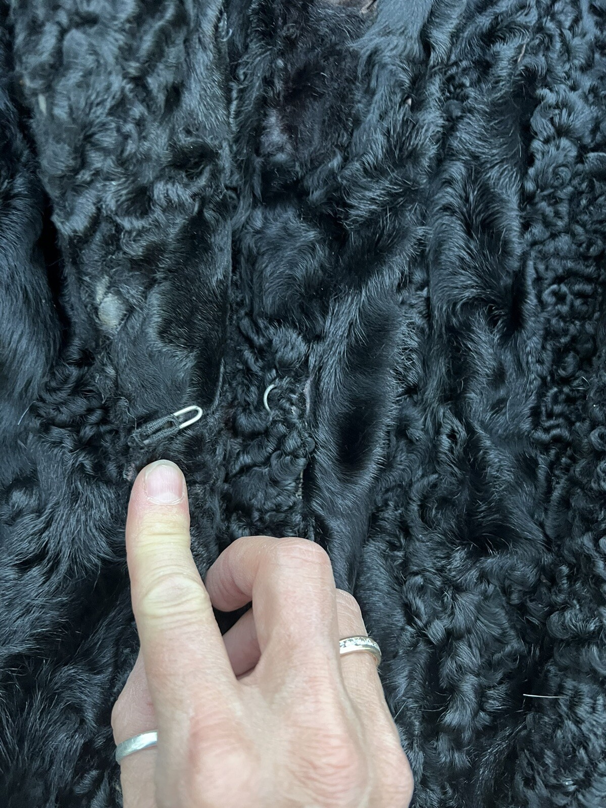 Vintage Black Curly Lamb Coat Jacket SM Fur House M Trahos