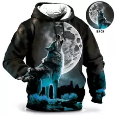 3d hoodie New Animal, Wolf In Night Hoodie All Over Print Sz US, gift men women