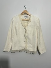 Kasper Women's Evening Jacket Cream Long Sleeve Size Us 6, Medium