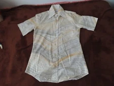 VTG H.I.S. Button Up Shirt striped press free Small 14-14.5 Rare USA dagger