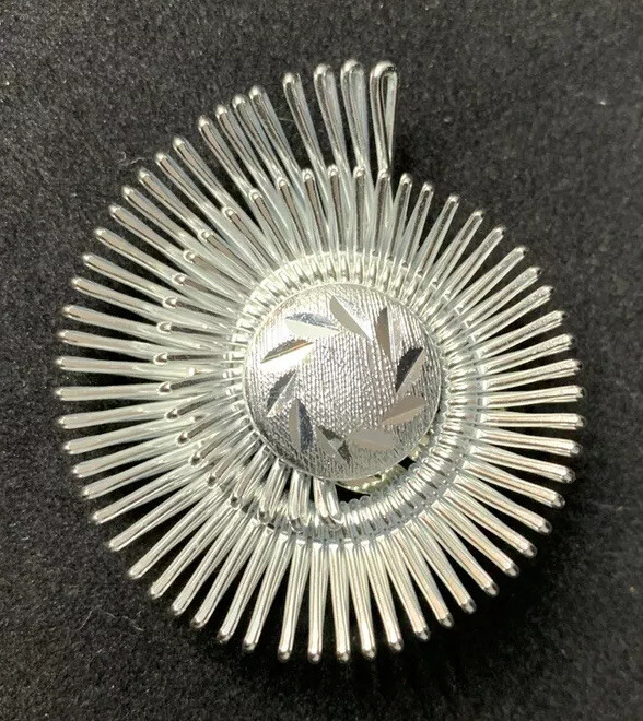 Scarf Clip West Germany Spiral Burst Silver Diamond C… Gem