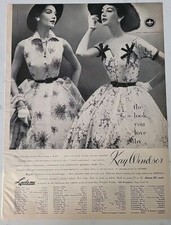 1954 Women's Kay Windsor cotton print dresses vintage fashion Dovima ad