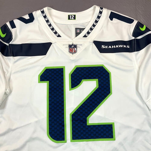 Nike Seattle Seahawks "12th Man" FAN NFL VAPOR Sewn Jersey Men's Sz M STAINED - Picture 5 of 15
