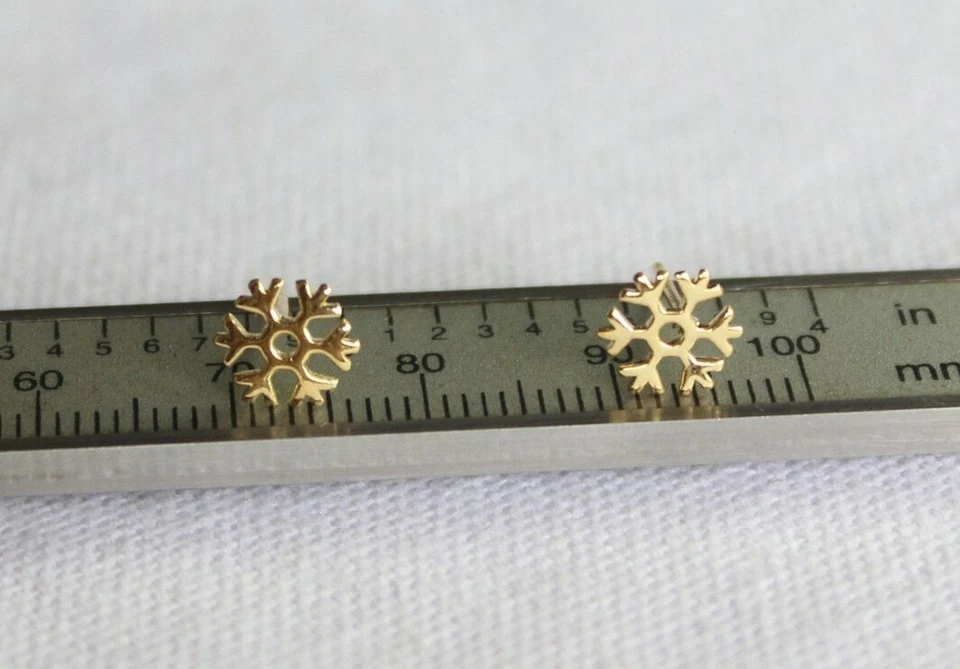 14k Solid Gold Snowflake Ear Piercing Dainty Gold Nose Ear Piercing Jewelry Gift - Image 3 of 4