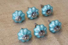 6 Drawer Knobs Pulls Handles Cabinet Knobs Dresser Hardware Blue Turquoise Aqua