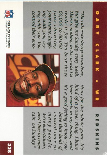 1992 Pro Line Portraits #328 Gary Clark - Picture 2 of 2